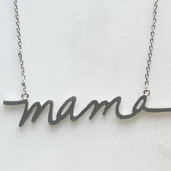 Mama Script Necklace - Silver - Picture 2 of 3
